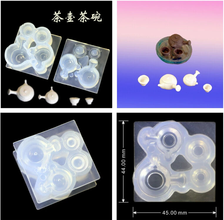Clear Silicone DIY Teapot Tea Bowl Shape Mold For Epoxy Resin Jewelry Making