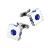 Square Crystal Cufflinks for Men's Formal Wear
