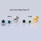 Surgical Steel CZ Birthstone Earrings - 24K Plating