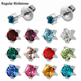 Surgical Steel CZ Birthstone Earrings - 24K Plating