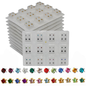 Surgical Steel CZ Birthstone Earrings - 24K Plating