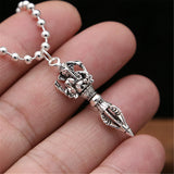 925 Silver Vajra Ganesh Pendant Necklace Buddhist Hindu Religious Jewelry