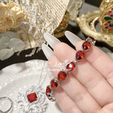 Sterling Silver Red CZ Jewelry Set for Women