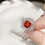 Sterling Silver Red CZ Jewelry Set for Women