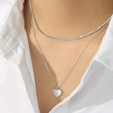 Sterling 925 Silver Heart Pendant Necklace Woman Neo-gothic Choker