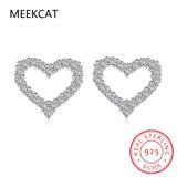 925 Silver Heart Moissanite Stud Earrings Gift