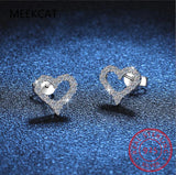 925 Silver Heart Moissanite Stud Earrings Gift