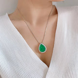 925 Silver Paraiba Tourmaline Emerald Stone Pendant Necklace