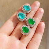925 Silver Paraiba Tourmaline Emerald Stone Pendant Necklace