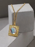 Moonstone Pendant Necklace 925 Silver Boho Women