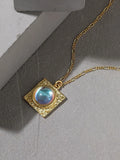 Moonstone Pendant Necklace 925 Silver Boho Women