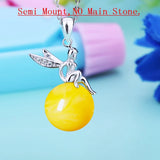 925 Silver Women Pendant Angel CZ Semi Mount Setting