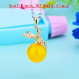 925 Silver Women Pendant Angel CZ Semi Mount Setting