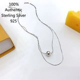 Sterling Silver Double Layer Ball Necklace Chain Jewelry for Women
