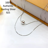 Sterling Silver Double Layer Ball Necklace Chain Jewelry for Women