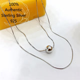 Sterling Silver Double Layer Ball Necklace Chain Jewelry for Women