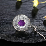 10MM Round Amethyst Pendant Necklace - Women's Gemstone Charm Necklace