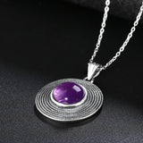 10MM Round Amethyst Pendant Necklace - Women's Gemstone Charm Necklace
