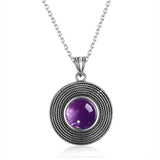10MM Round Amethyst Pendant Necklace - Women's Gemstone Charm Necklace
