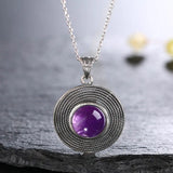 10MM Round Amethyst Pendant Necklace - Women's Gemstone Charm Necklace