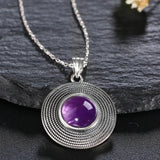 10MM Round Amethyst Pendant Necklace - Women's Gemstone Charm Necklace