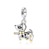 925 Silver Bull Terrier Dog Charm Beads Bracelet DIY Jewelry Making