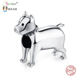 925 Silver Bull Terrier Dog Charm Beads Bracelet DIY Jewelry Making