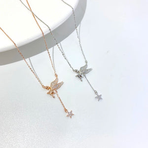 925 Silver Star Tassel Necklace Anti Allergy Non Fading Sweet Women Daily Wear