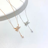 925 Silver Star Tassel Necklace Anti Allergy Non Fading Sweet Women Daily Wear