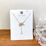 925 Silver Star Tassel Necklace Anti Allergy Non Fading Sweet Women Daily Wear
