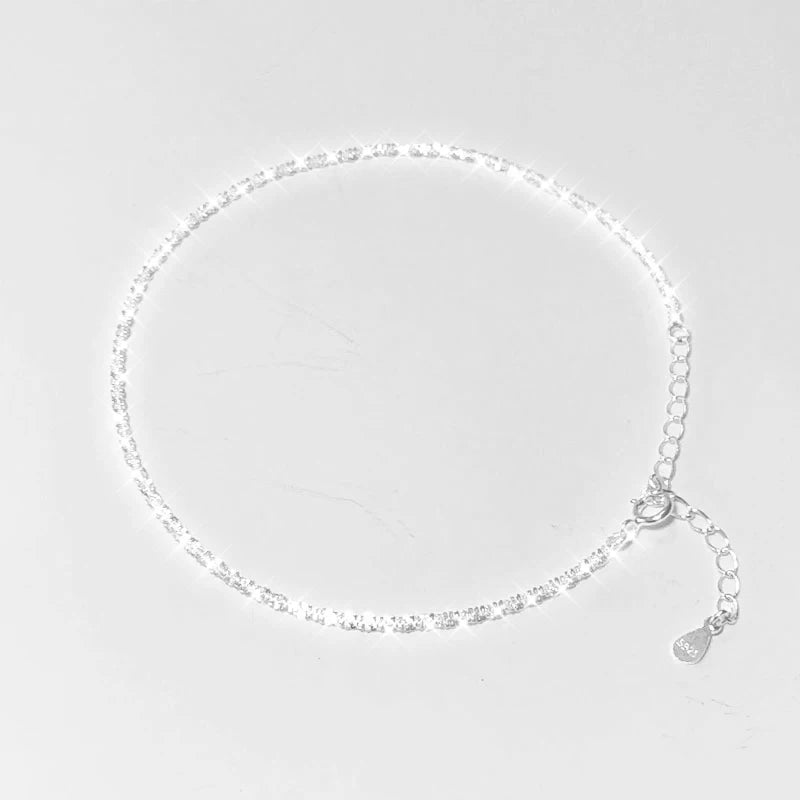 925 Silver Woman Chains Anklets Bling Bling Female Anklet Chain