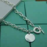 925 Silver Round Pendant Necklace for Women Men