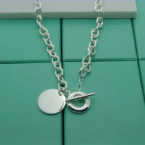 925 Silver Round Pendant Necklace for Women Men