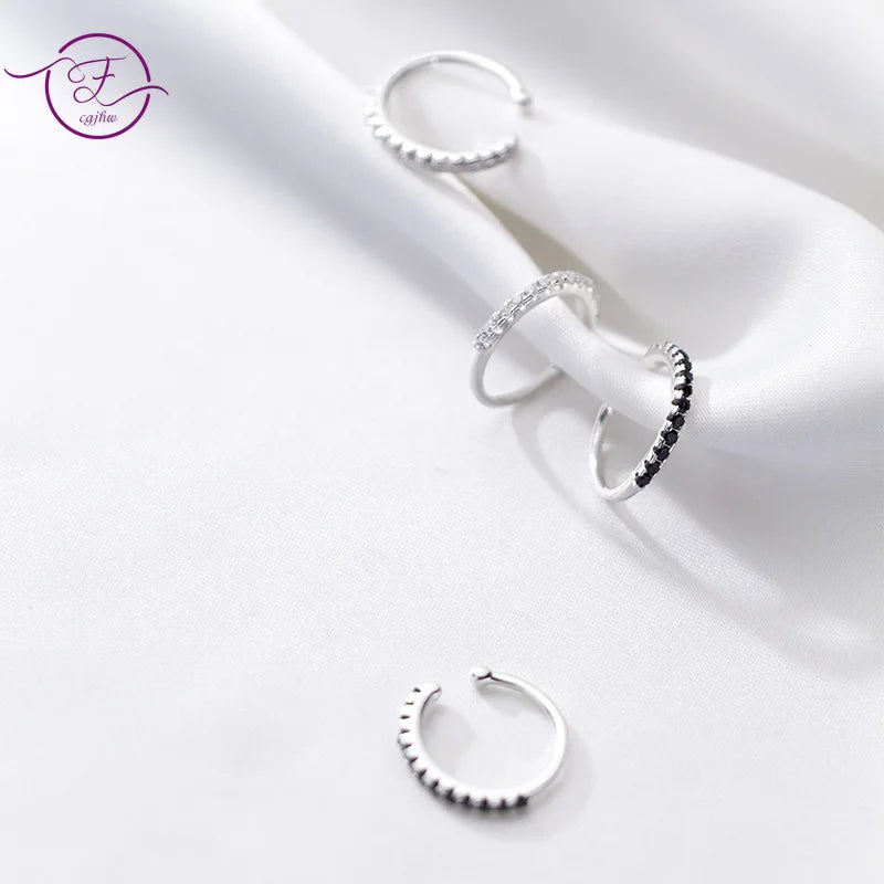 925 Silver Clip Earrings with Zircon for Women