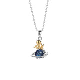 Sterling Silver 925 Astronaut Pendant Couple Necklace with Magnetic Ring