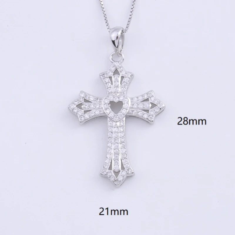 925 Silver Cross Pendant Necklace Italian Jewelry Vintage Gift