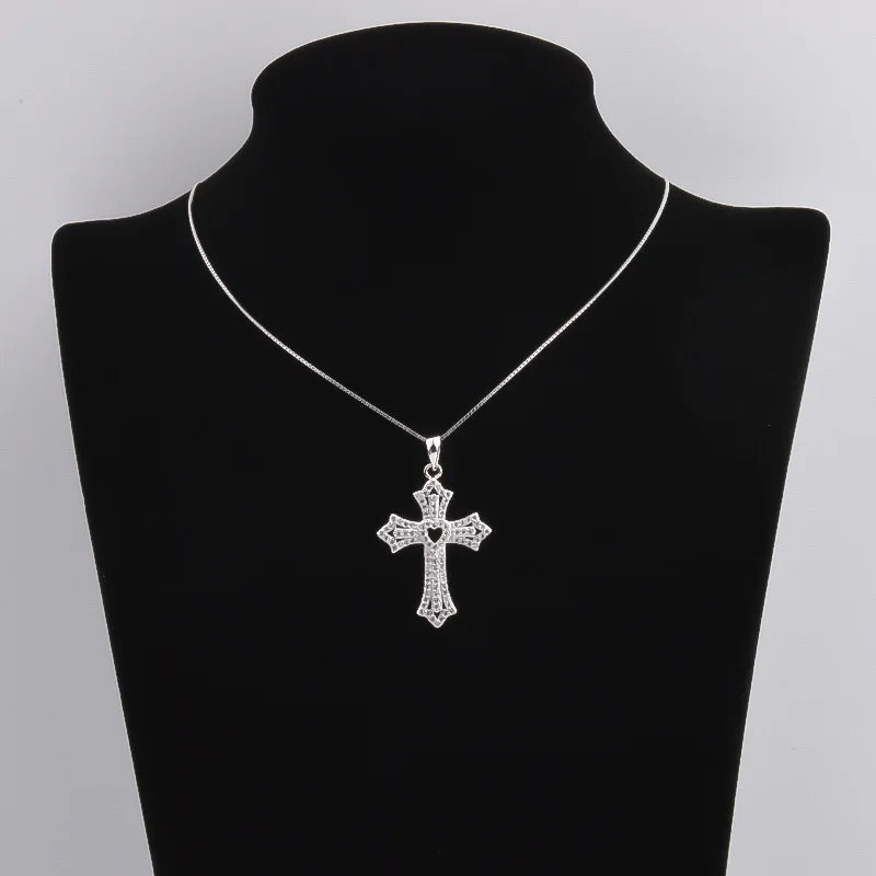 925 Silver Cross Pendant Necklace Italian Jewelry Vintage Gift