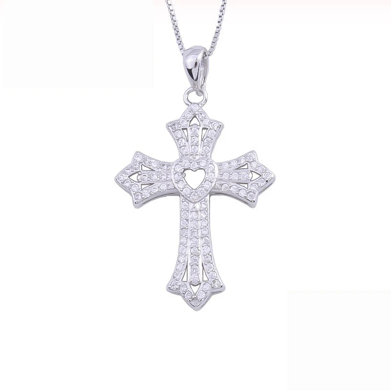 925 Silver Cross Pendant Necklace Italian Jewelry Vintage Gift