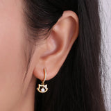 Sterling Silver Cat Hoop Earrings 18k Plated CZ Ear Rings Fine Jewelry