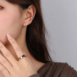 Sterling Silver Double-layer Hollow Clip Earrings Women Minimalist Earcuffs