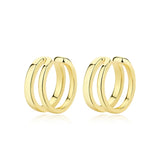 Sterling Silver Double-layer Hollow Clip Earrings Women Minimalist Earcuffs