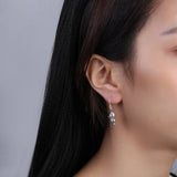 Sterling Silver 925 Conch Zircon Drop Earrings Women Party Jewelry