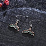 925 Silver Drop Earrings Fish Tail Zircon Inlay Gift for Women Party