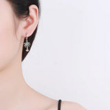 925 Silver Drop Earrings Green Tree Zircon Inlay Fine Jewelry Women Gift