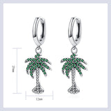 925 Silver Drop Earrings Green Tree Zircon Inlay Fine Jewelry Women Gift