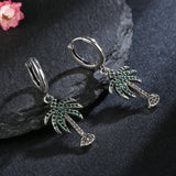 925 Silver Drop Earrings Green Tree Zircon Inlay Fine Jewelry Women Gift