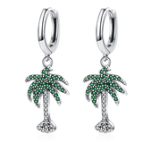925 Silver Drop Earrings Green Tree Zircon Inlay Fine Jewelry Women Gift