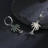 925 Silver Drop Earrings Green Tree Zircon Inlay Fine Jewelry Women Gift