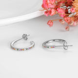 925 Silver Zircon Hoop Earrings Noble Circle Ear Jewelry