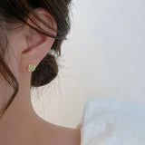 Green Jadeite Sterling Silver Stud Earrings